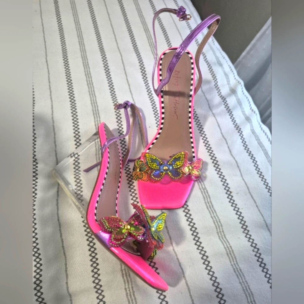 Betsey Johnson Pink and Purple Heels with Butterfly Accents